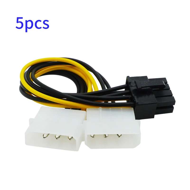 5 Pcs 18cm 8Pin to Dual 4Pin Video Card Power Cord 180W Y Shape 8 Pin PCI Express To Dual 4 Pin Molex Graphics Card Power Cable