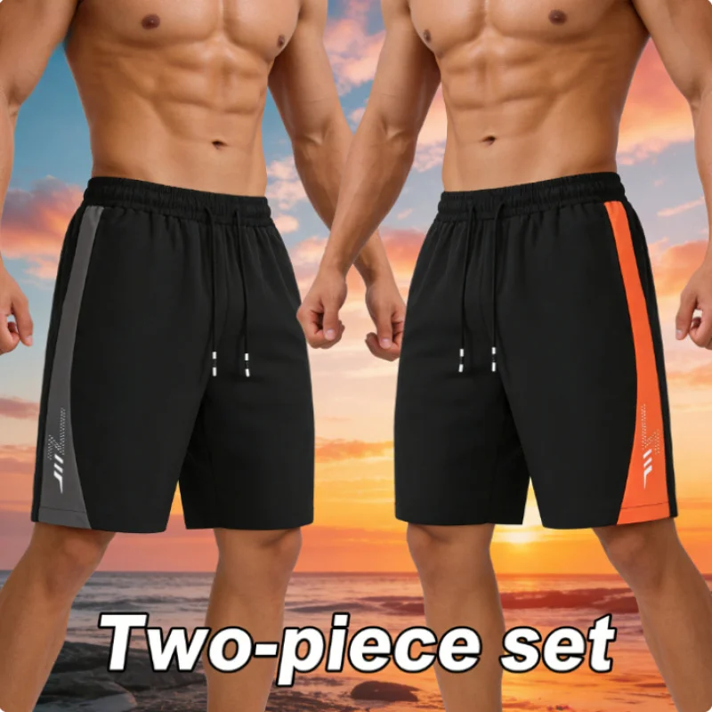 

Мужские повседневные шорты, 2 шт., быстросохнущие, свободного кроя, дышащие и легкие спортивные шорты, идеально подходят для фитнеса, бега, тренировок