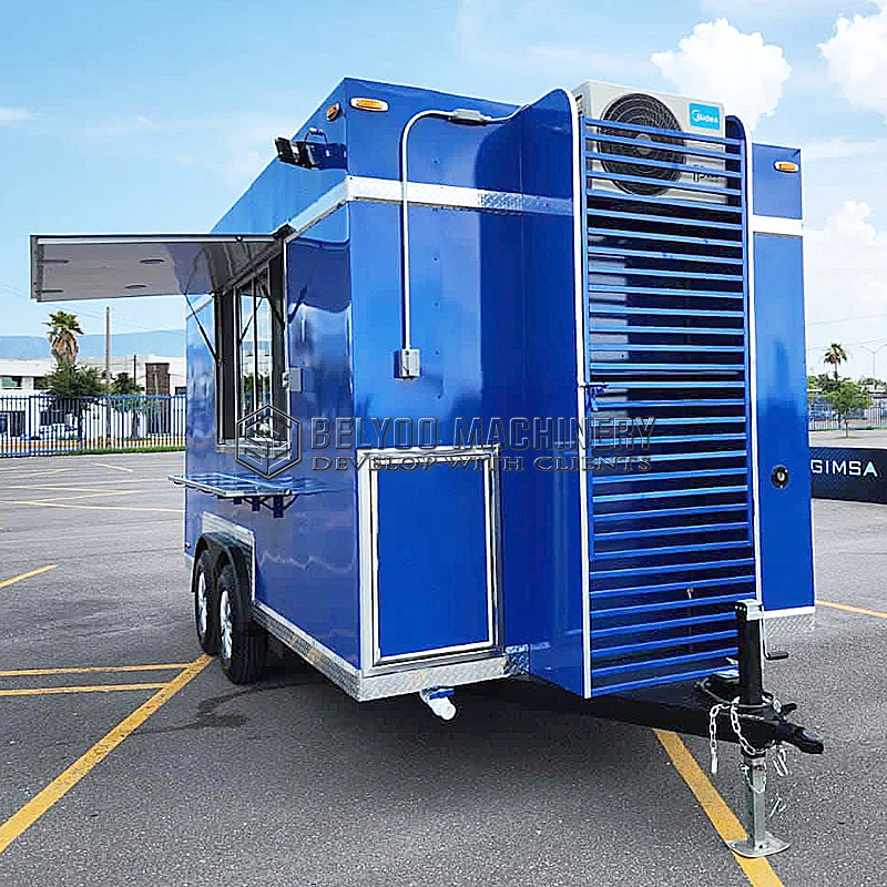 Hot Dog Ice Cream Cart Mobile Concession Coffee Food Trailer Fully Equipped Kiosk Food Truck Trailer with Full Kitchen Equipment