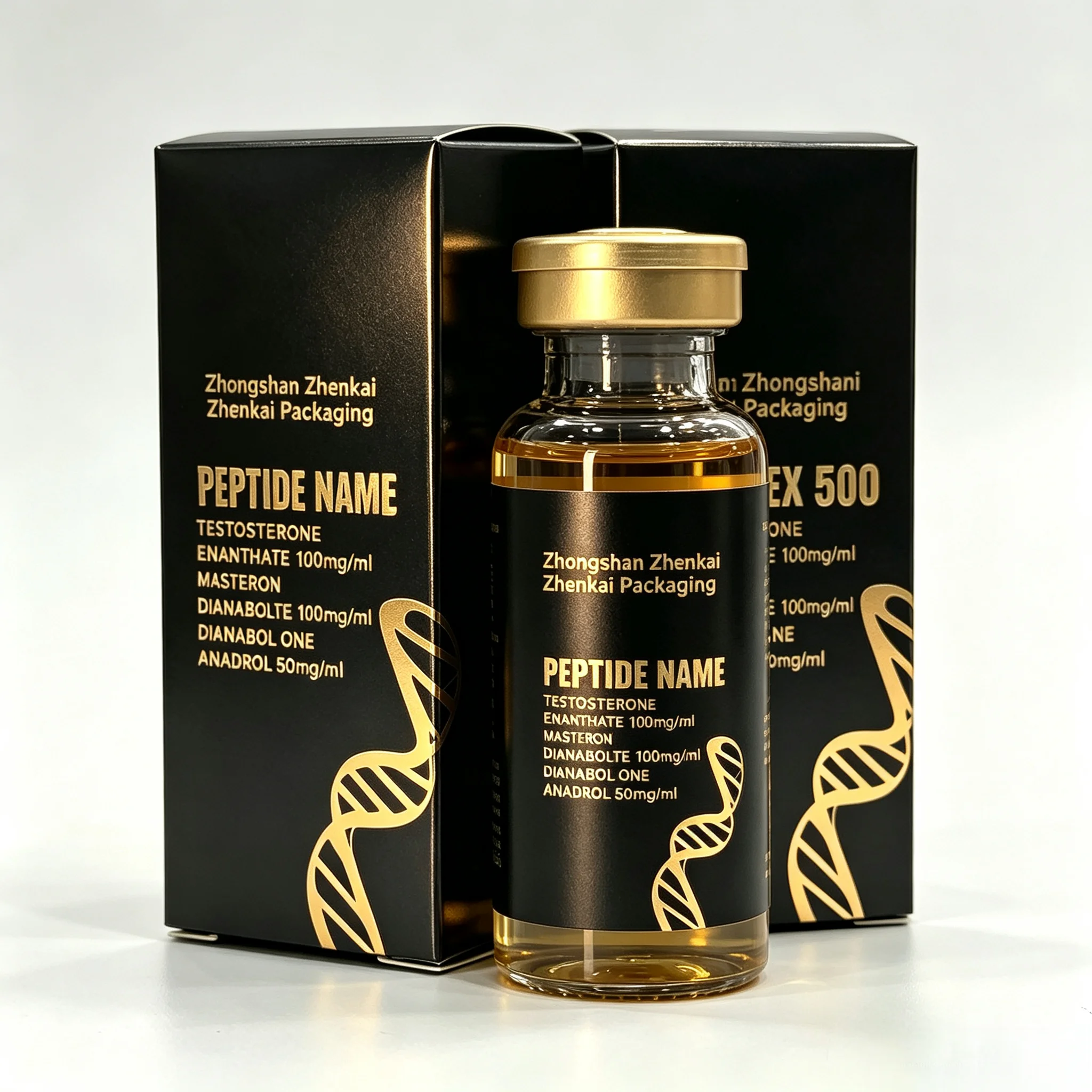 Custom Scratch Resistant Waterproof HD Printing Peptide Labels High End Gold Foil Stickers Compatible With 3ml 5ml 10ml Medical
