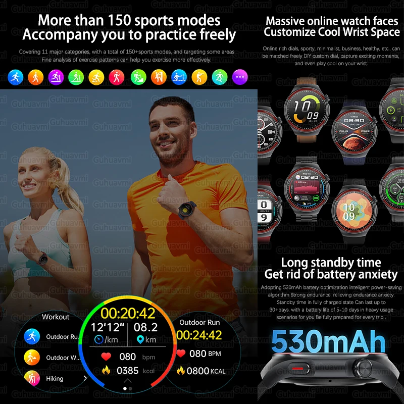 2025 New High-end Laser Detection Smart Watch Men Precise Blood Pressure Heart Rate Oxygen HRV Bluetooth Call NFC Health Watches