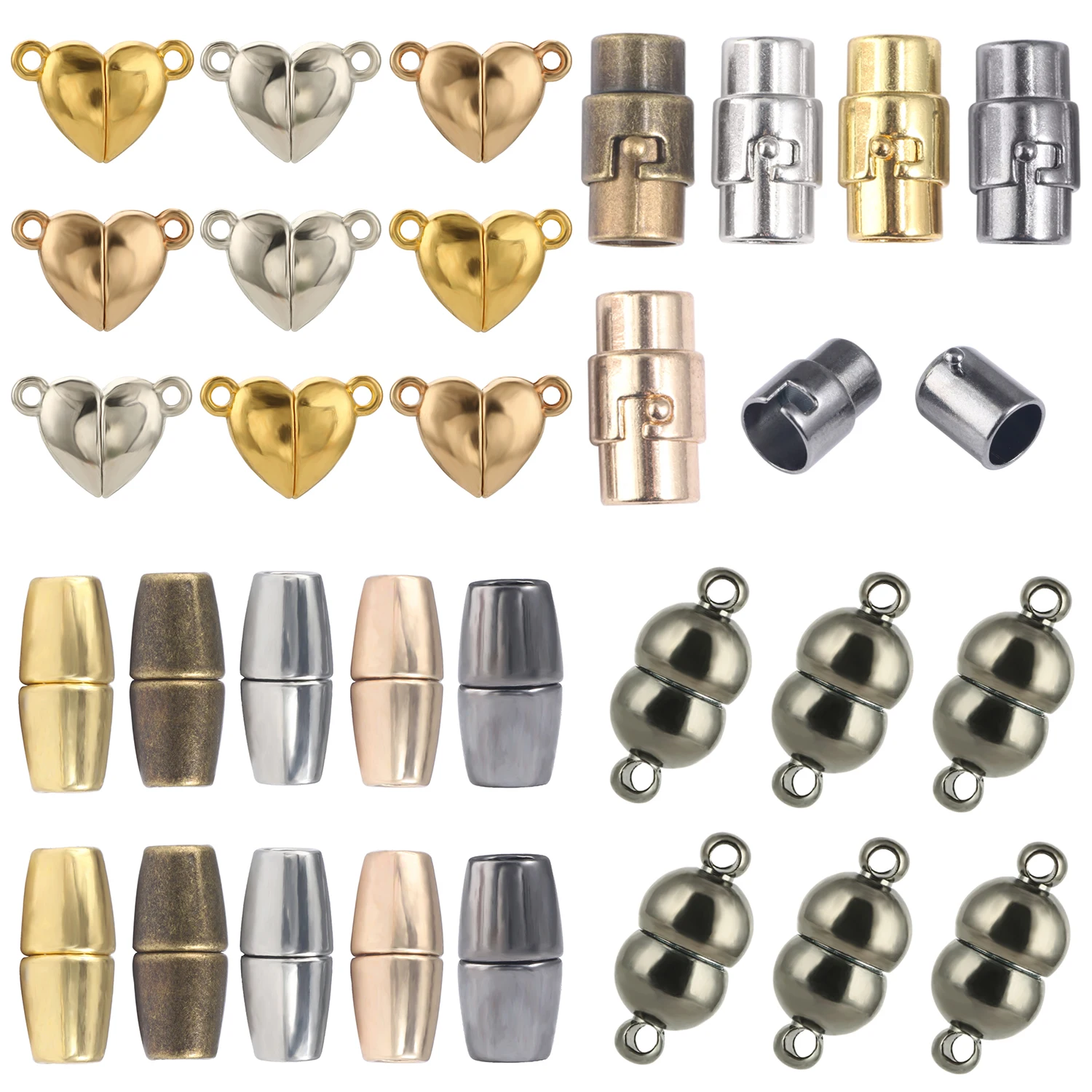 

5Pair Alloy Metal Strong Magnetic Heart Shape Connected Clasps DIY Jewelry Bracelet for Couple Necklace End Clasp Connector