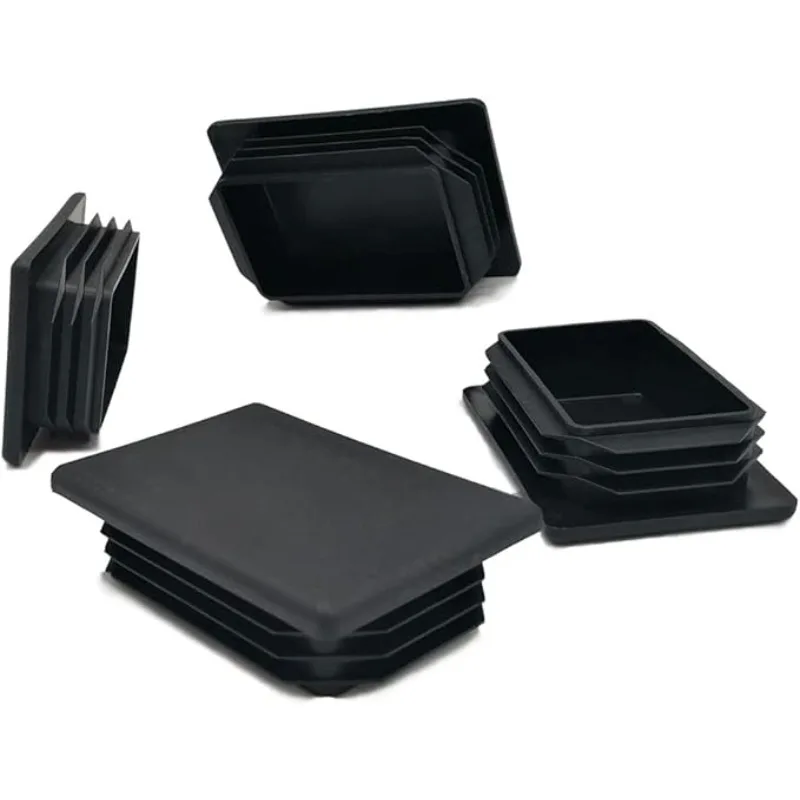 

1 x 2 дюйма (25 мм x 50 мм) прямоугольная черная пластиковая заглушка для труб, ножки стула, 10 шт.