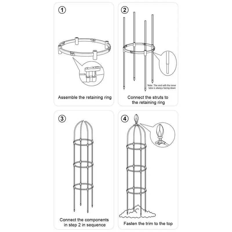 Garden Obelisk Metal Trellis 3 Sizes PE Coating Steel Flower Support For Climbing Plants 10 Inch Diameter Metal  garden trellis