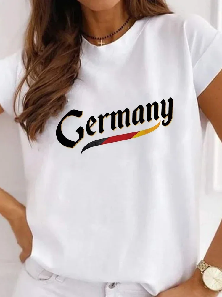 Qatar Sport Soccer Germany Printed Women's T-Shirt Casual Round Neck TShirts Football Trend Short Sleeve Women Female Graphic Te