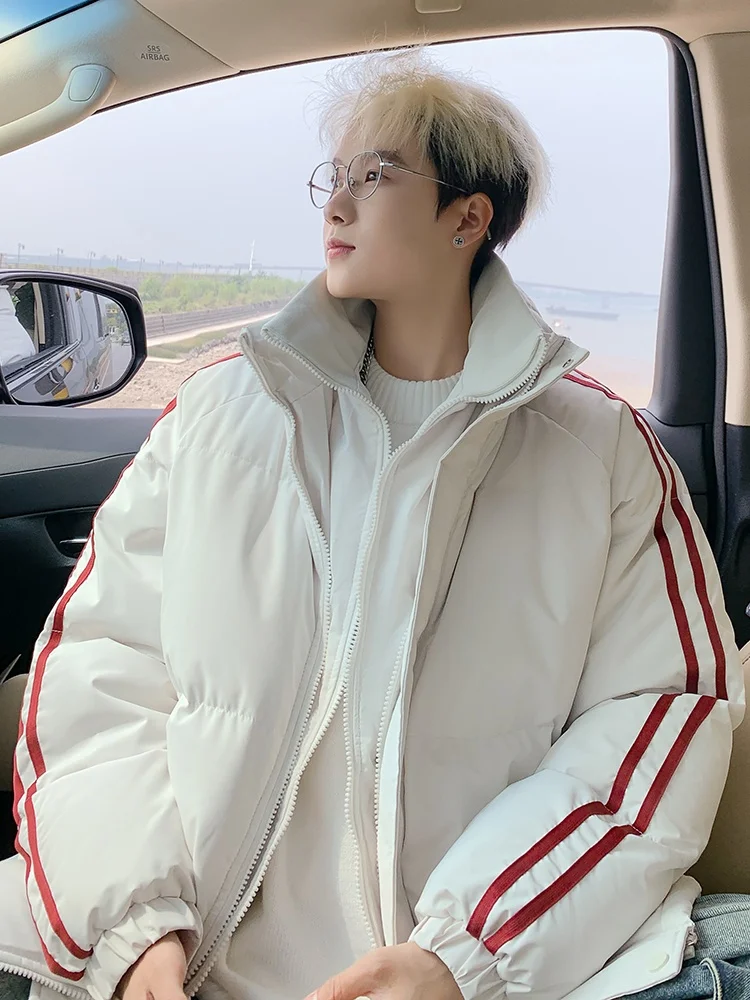 

Мужская утепленная куртка с воротником-стойкой, повседневная, свободного кроя, зимняя, молодежная, на молнии, с длинными рукавами