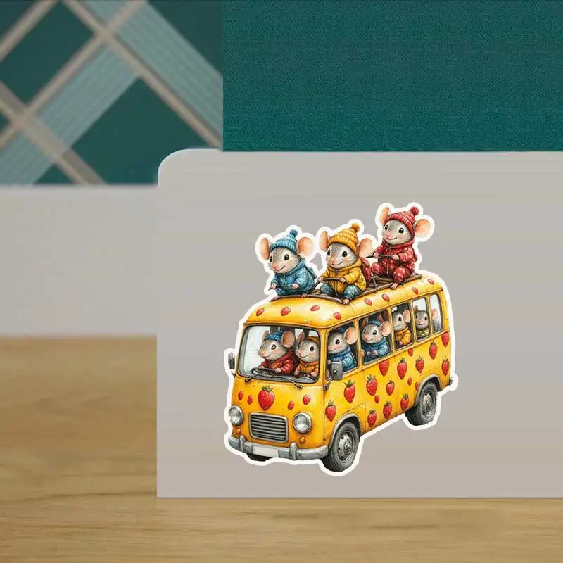 Cute Mouse Bus Band Pattern Waterproof Stickers for Home Wall Notebook Decoration - Adorable Mouse Sticker B102