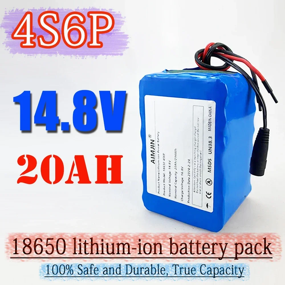 4S6P14.8V 20Ah 18650 بطارية ليثيوم أيون حزمة ليلة مصباح الصيد سخان التعدين بطاريات مكبر للصوت مع BMS