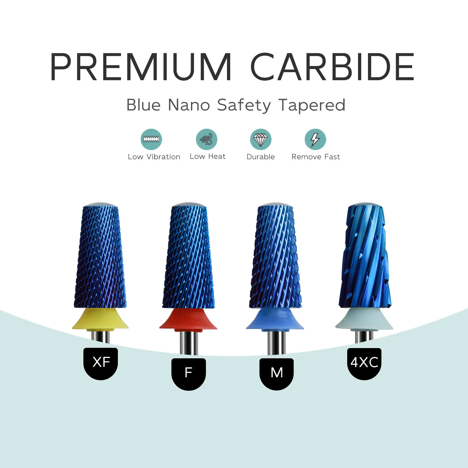 HYTOOS Blue Nano Safety Tapered Nail Drill Bits 3/32 Rounded Carbide Drill Bits for Nails Electric Drills File Removal Acrylic - Detail 1