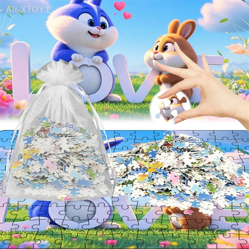 

Valentine's Day Jigsaw Puzzle LOVE Series Cartoon Jigsaw Puzzle Fun Couple Heating Activity Home Decoration Hanging Picture