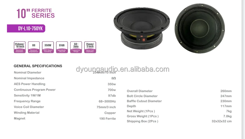 ​ ​ 10인치 전문가용 미드베이스 스피커 - 3인치 보이스 코일 우퍼 (700W RMS, 고출력 PA 시스템 구성품, 투어급 캐비닛 디자인)