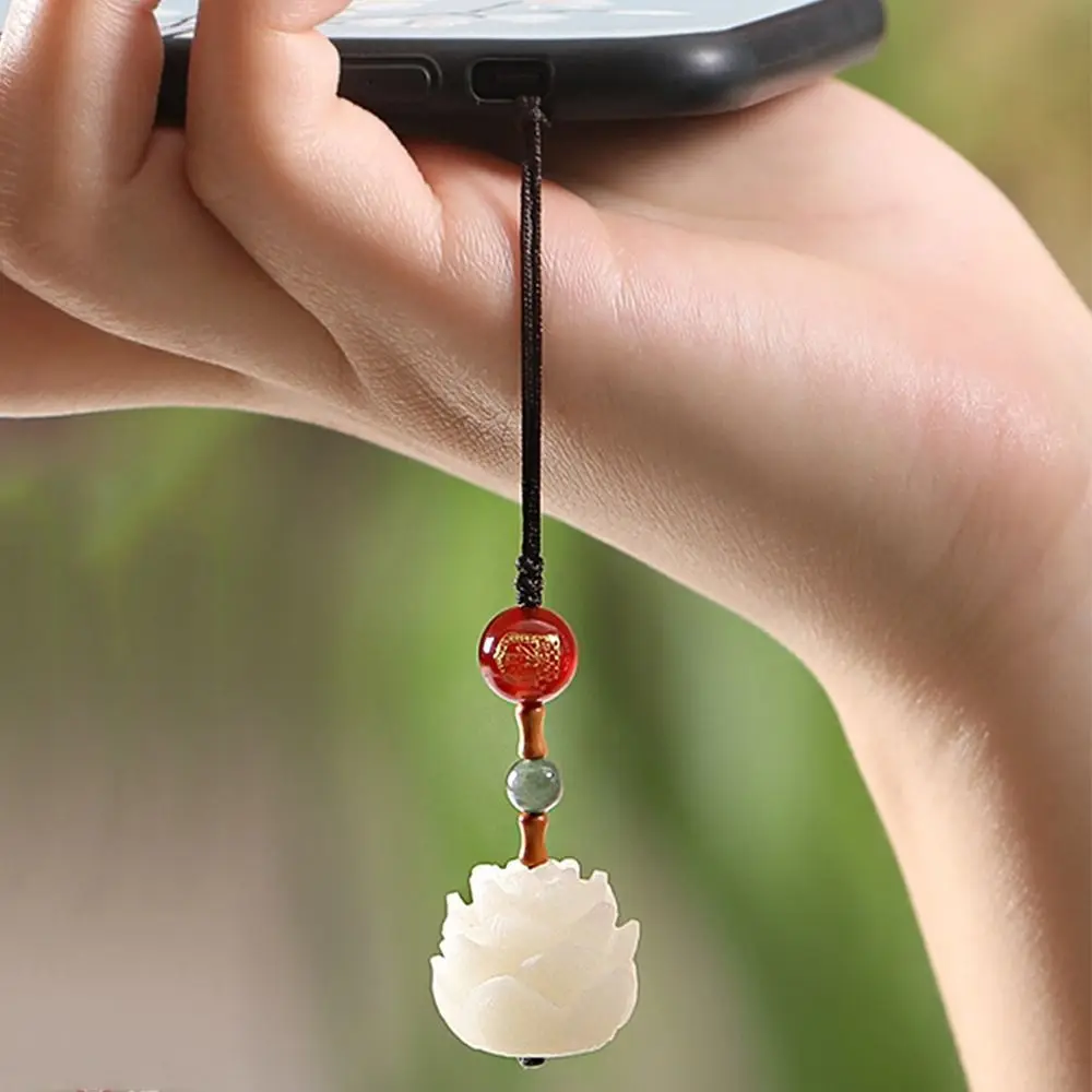 

Bag Pendant Friend Gift Unisex Key Chain Hand-made Key Holder Mobile Phone Ring Lotus Flower Pendant Key Ring Bodhi Key Chain