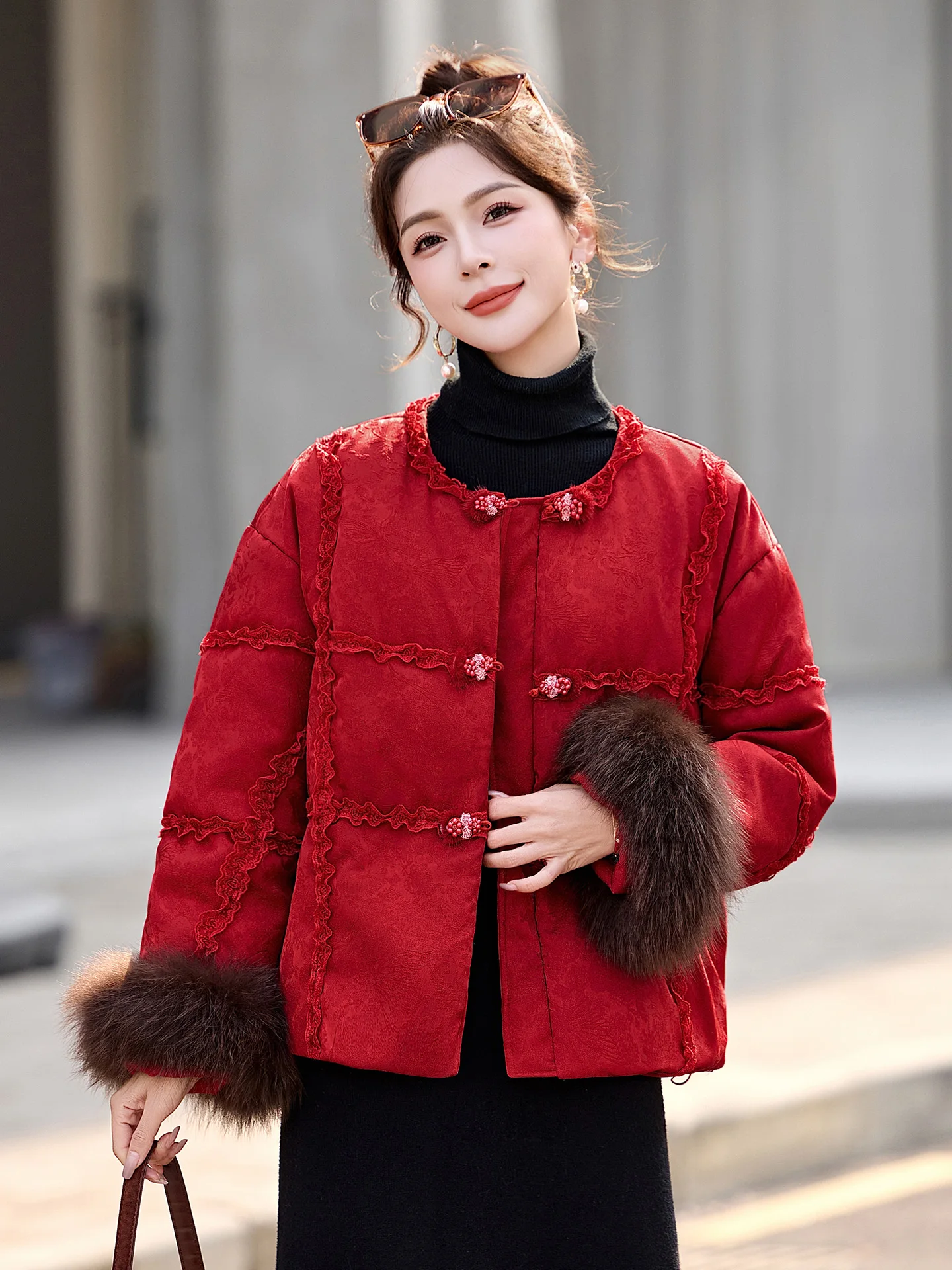 Chinês sle feminino para baixo jaet com cinto de pele sve branco du para baixo casaco solto ajuste alto calor ambientalmente amigável