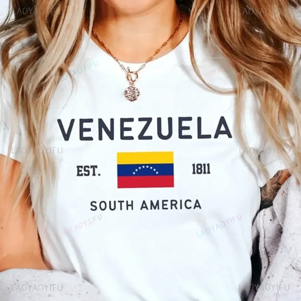 Venezuela Shirt Venezuelan Flag T-shirt Unisex Summer Comfort Cotton Tshirt Fashion Shirts Venezuelan Flag Print Proud Clothing