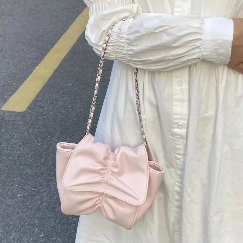 حقيبة كتف عصرية فاخرة خفيفة على شكل دلو على شكل سلسلة معدنية وحزام كتف واحد حقيبة كروس حقيبة نسائية بسيطة ومتعددة الاستخدامات #5