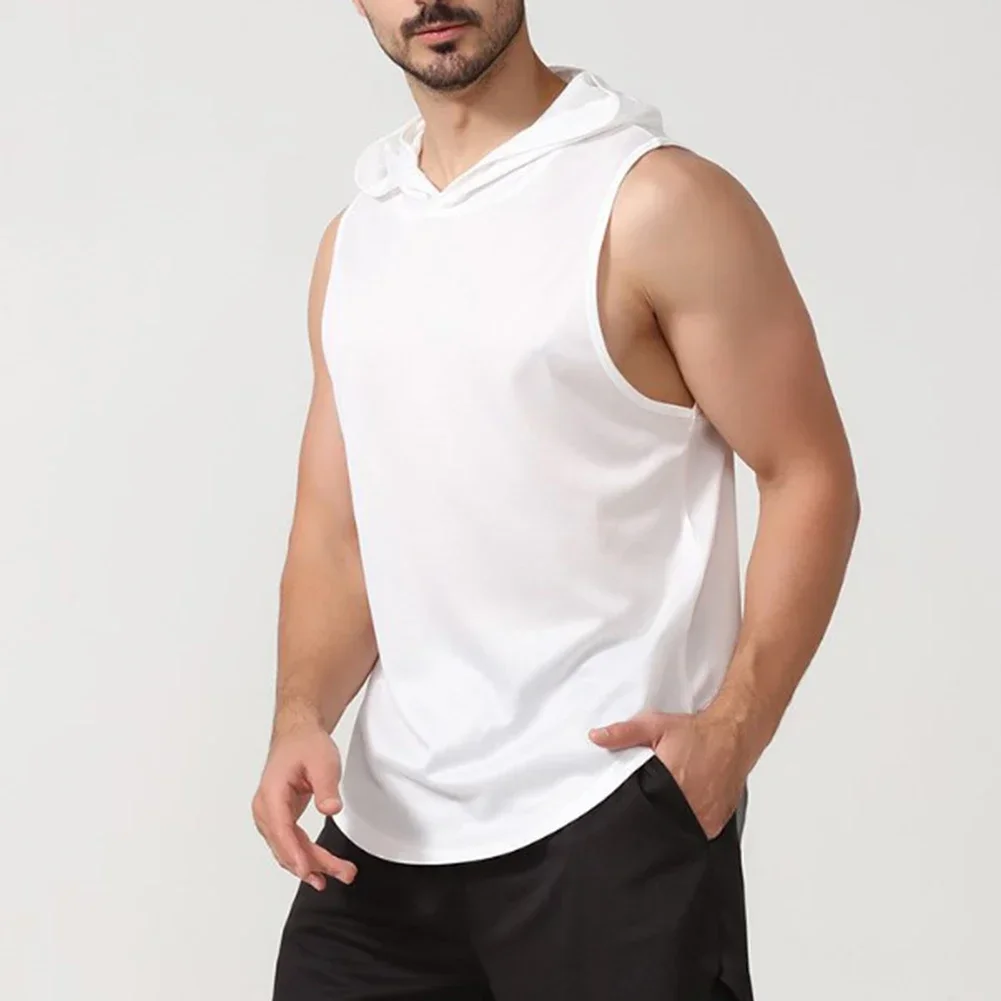 

Одежда с капюшоном для спортзала, летние дышащие свободные топы для фитнеса, рубашка с открытой боковой мышью, мужская толстовка без рукавов для бодибилдинга