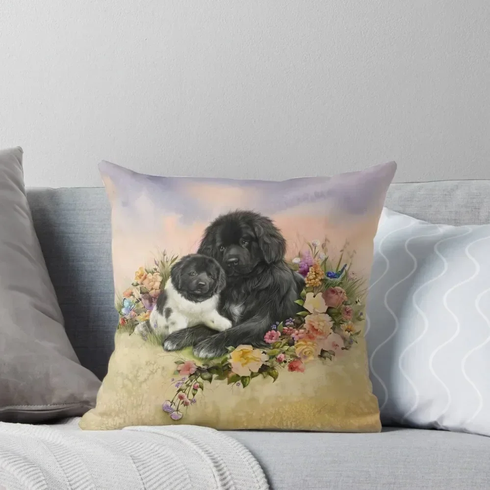 Newfie and baby Landseer Throw Pillow christmas pillow case Cushion Cover Decorative Cushion Cover pillow