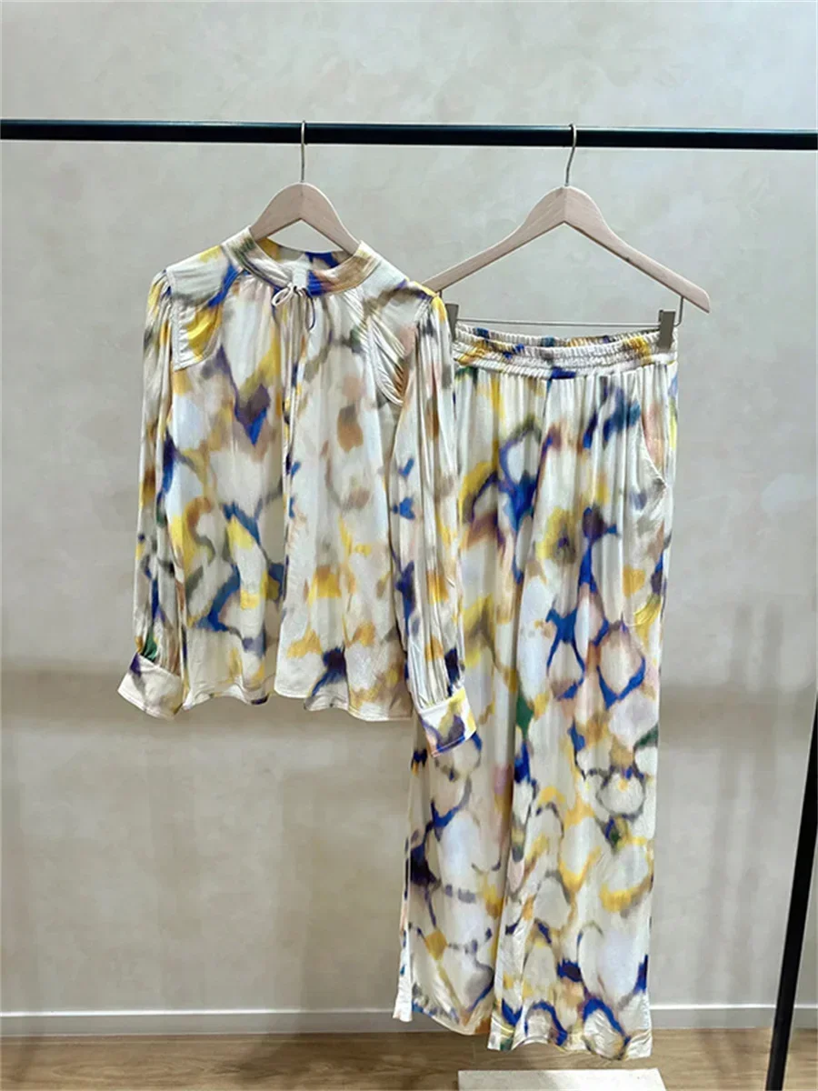 2025 Primavera/Verano moda mujer Color representación cuello redondo vestido de tirantes + camisa + pantalones Vintage