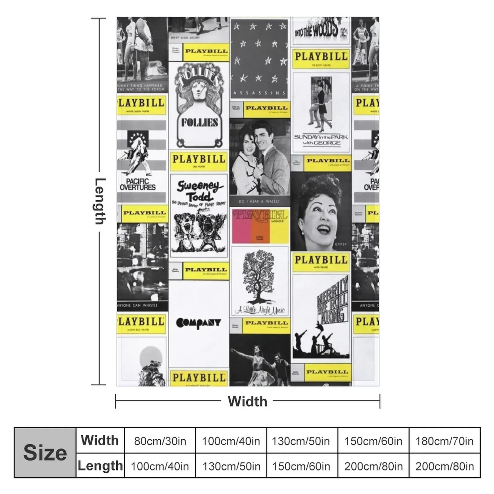 Musical Playbills Throw Blanket For Decorative Sofa Weighted Flannel Fabric Heavy Blankets