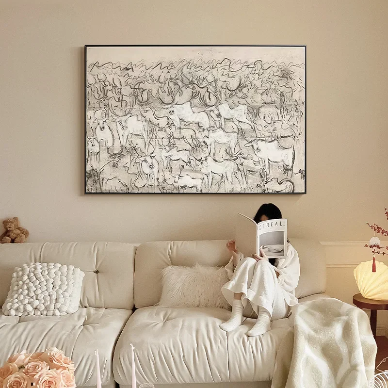 Elegant Framed Wall Art Painting Frame Premium Quality Decorative Horse Painting for Living Room High-End Background Artwork