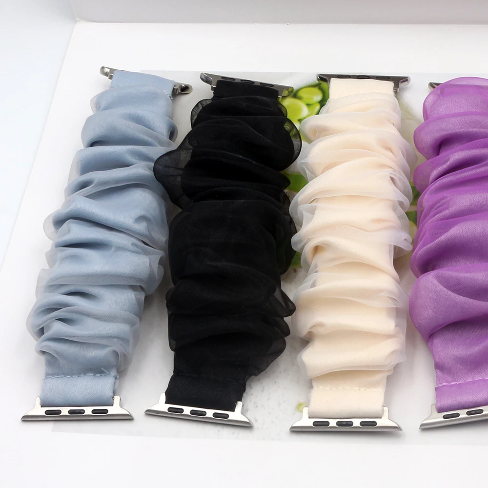 الأزرق 42 مللي متر iWatch 10 Scrunchies شريط مرن لساعة أبل الفرقة سلسلة 9 8 7 6 5 4 3 سوار مطاطا حزام الساعات 41 مللي متر 38 مللي متر 46 مللي متر