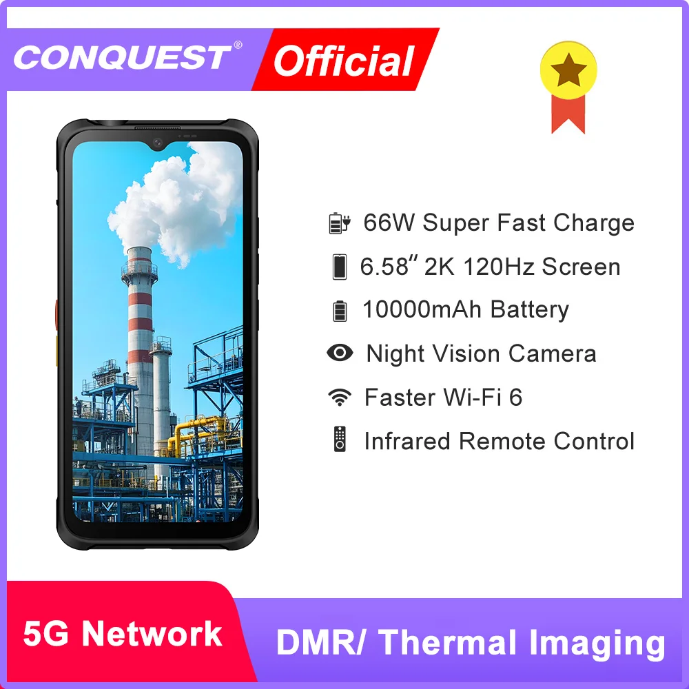 

CONQUEST 5G Smartphone Network108MP Camera 12GB 512GB 66W Thermal Imaging IP68 Waterproof NFC