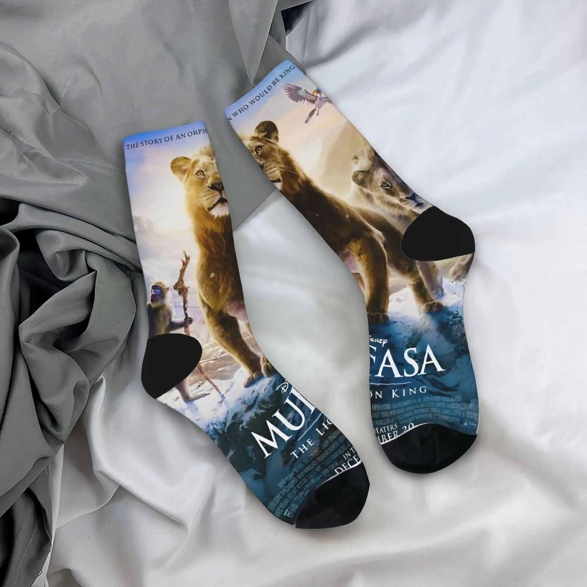 

Носки для взрослых и мужчин, чулки Mufasa The Lion King, нескользящие удобные носки, весенние элегантные уличные носки с графикой