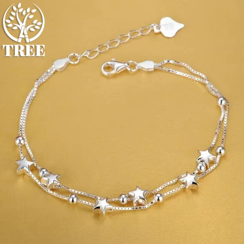 

ALITREE High Quality 925 Sterling Silver Chain Stars Bracelets for Women Charms Fashion Designer Party Wedding Fine Jewelry Gift