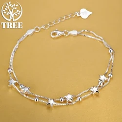 ALITREE High Quality 925 Sterling Silver Chain Stars Bracelets for Women Charms Fashion Designer Party Wedding Fine Jewelry Gift