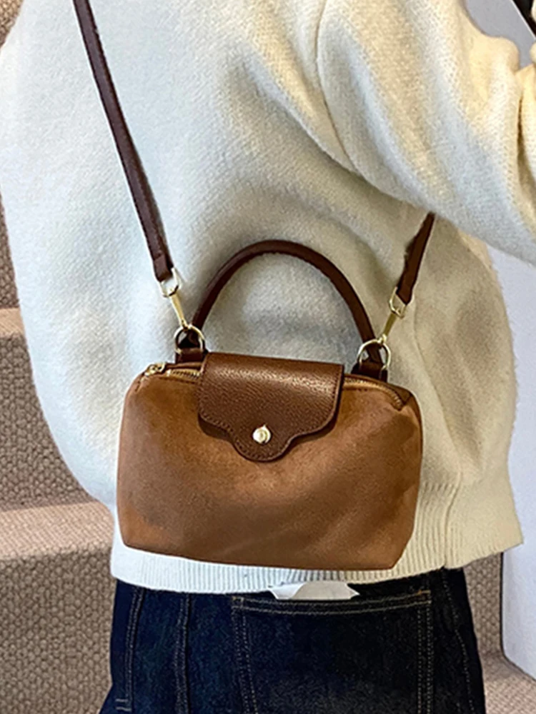 Contrast Color Suede Leather Crossbody Bags for Women Fashion Versatile Lady Out Small Handbags and Purse - view 4