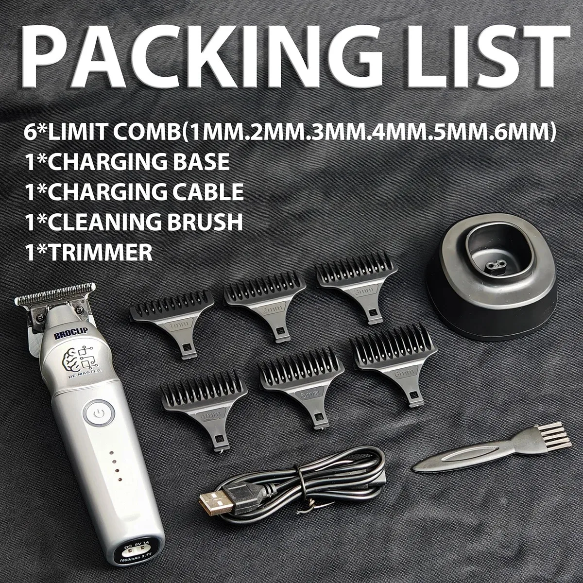 ماكينة قص الشعر الكهربائية الاحترافية للرجال BRDCLIP BRD 617 شفرة معدنية DLC مع ماكينة نحت قاعدة لصالون الحلاقة