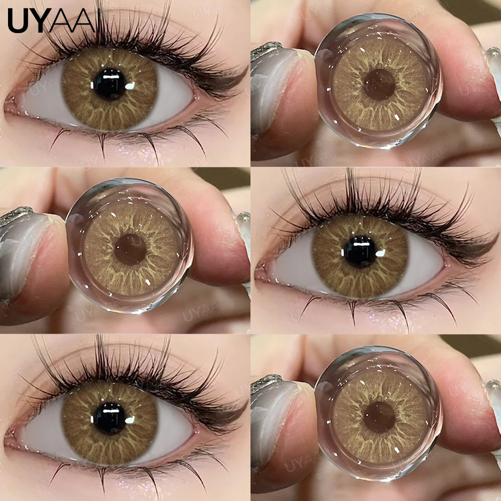 UYAAI 1 Pair High Quality Colored Pupils for Eyes Korean Fashion Lenses Blue Eye Contacts Natural Gray Colored Lenses for Woman