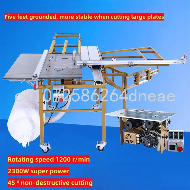 Woodworking Saw Brushless and Dustless Saw Precision Guide Rail Sliding Table Saw Multifunctional Saw Table Bevel Cutting