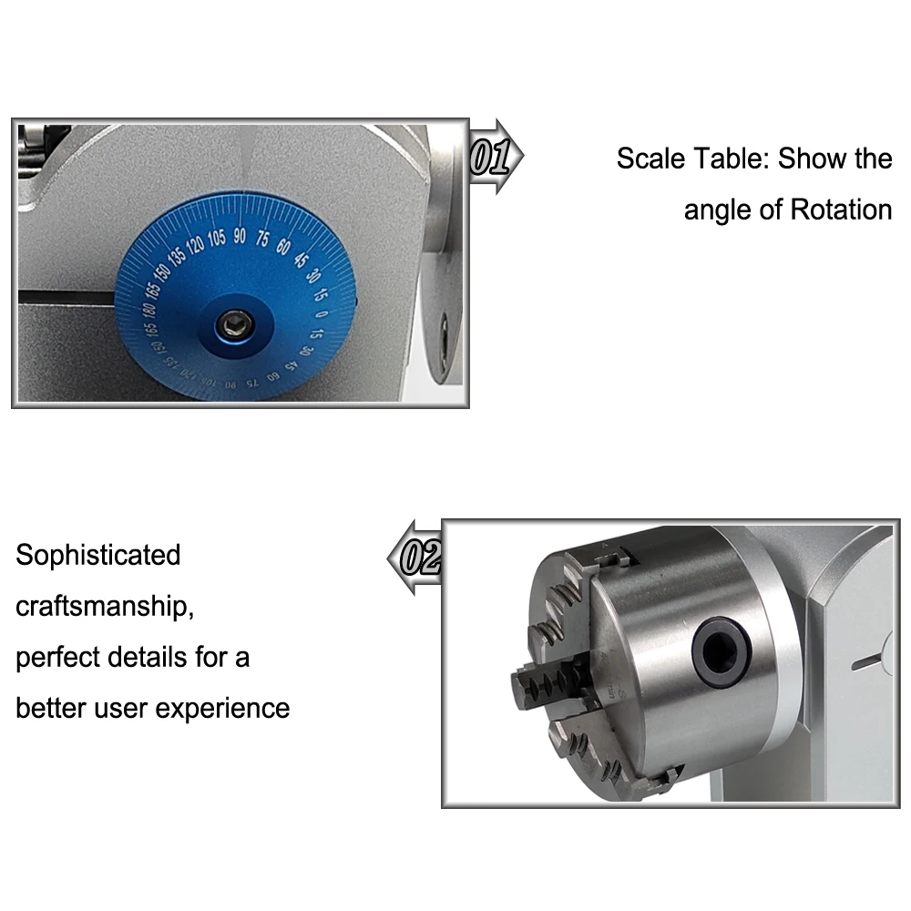 Hunst Rotary Attachment MAX Diameter 80mm Rotary Device with Three Chuck +DM5042 Driver for UV CO2 & Fiber Laser Marking Machine