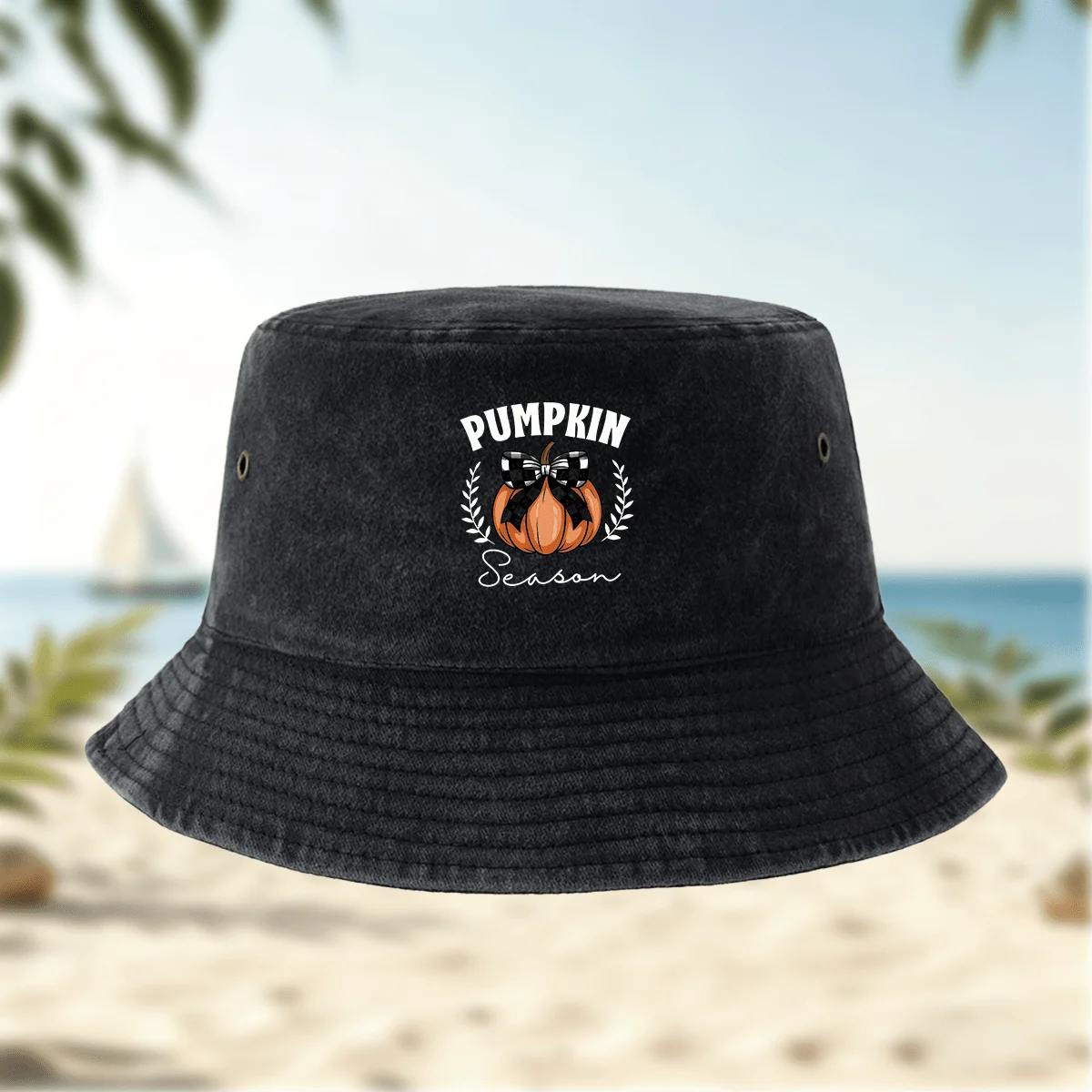 A High-quality Printed PUMPKIN Pattern Bucket Hat, Hip-hop Hat, Fishing Hat, Basin Hat, All-season Versatile Bucket Hat, Casual