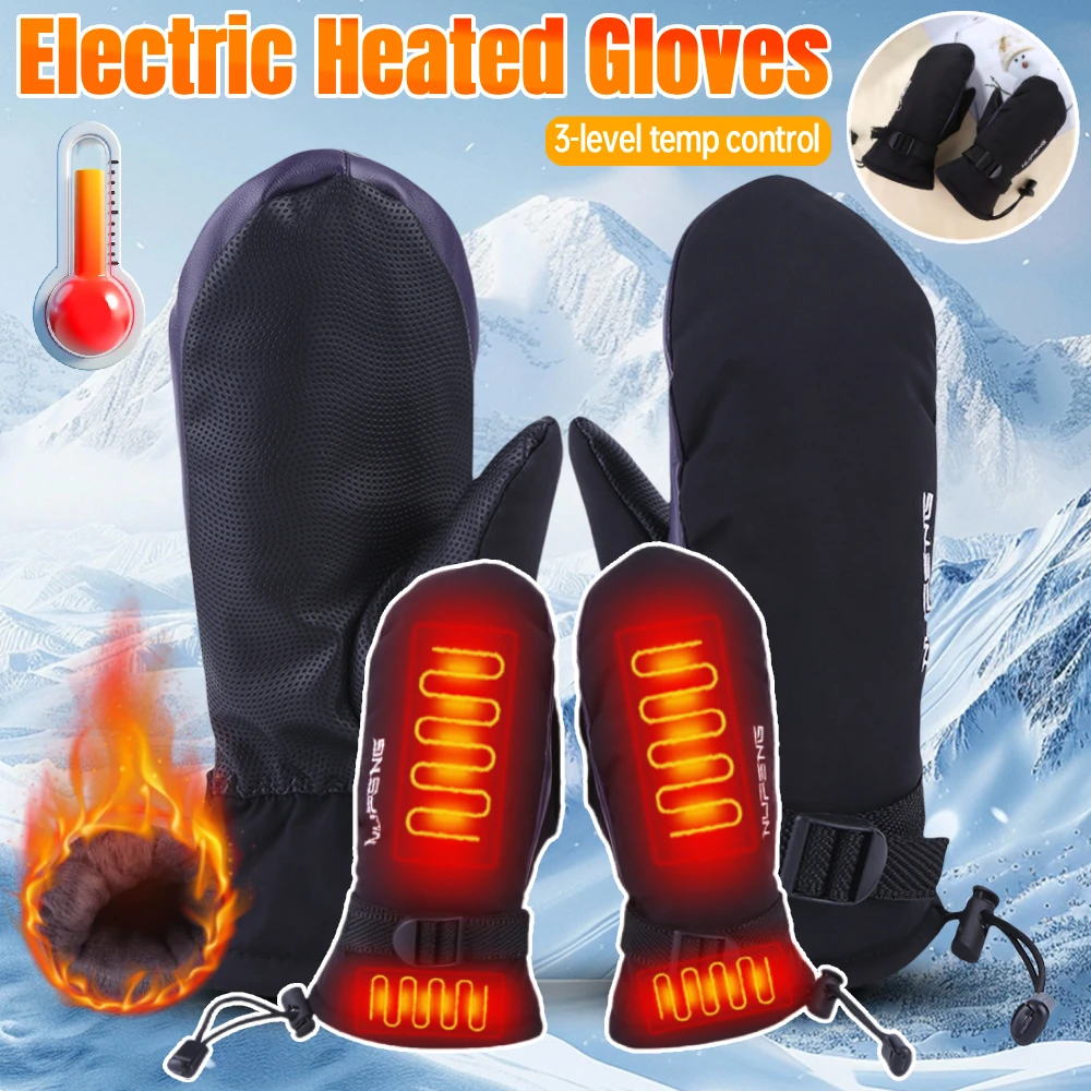 

Cold-Proof Electric Heating Gloves 3-Gear Temperature USB Heated Motorcycle Gloves Hand Warmer Skiing Mitten for Climbing Hiking