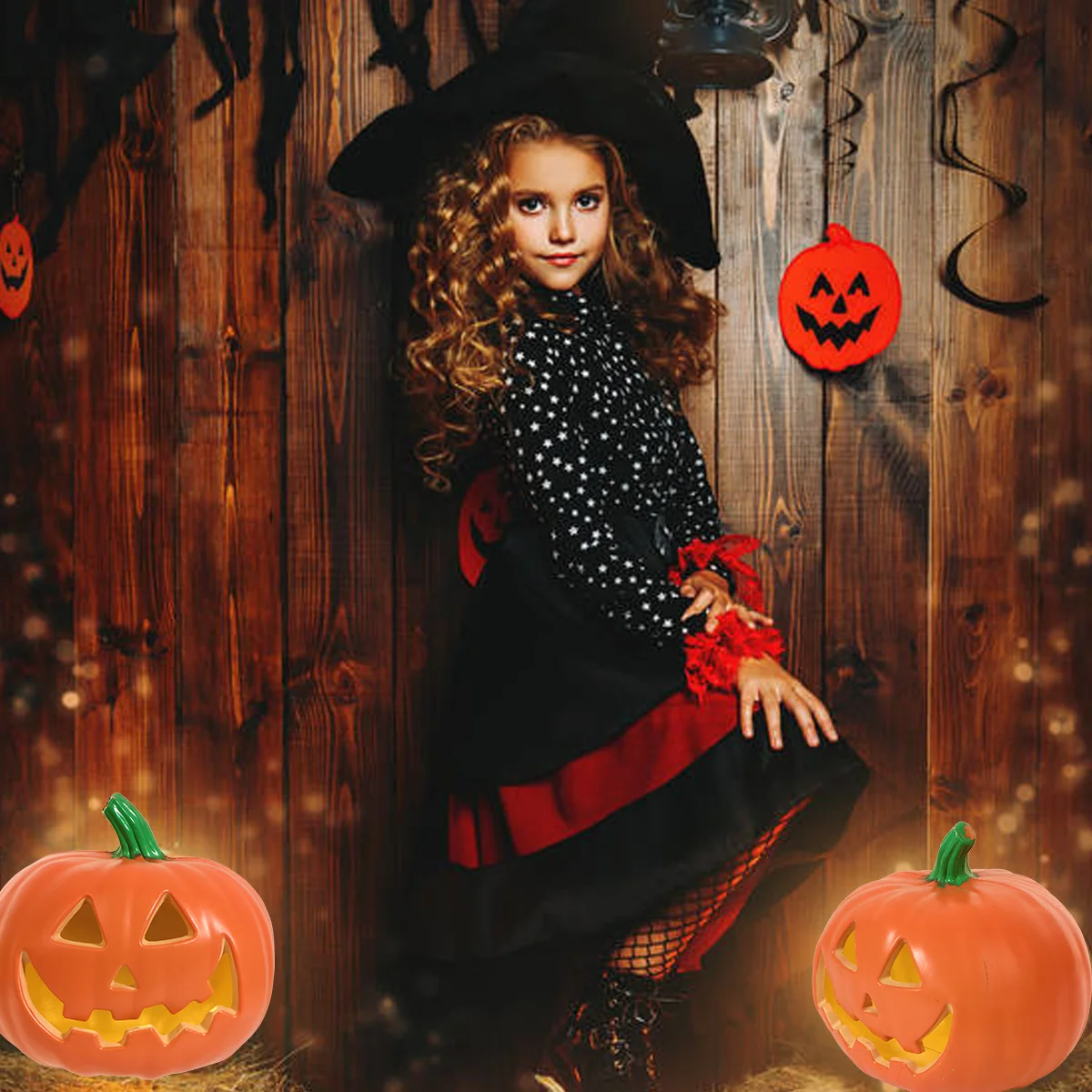 

1Pcs Halloween Pumpkin Decorations Creative Lantern Orange Eco-Friendly Safe Pumpkin Design Excellent Illumination Warm