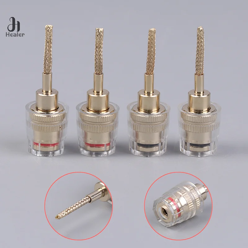 2/4Pcs 4MM Banana Female To 2MM Pin Connector HIFI Cable Adapter Plug Braided Copper Wire Socket