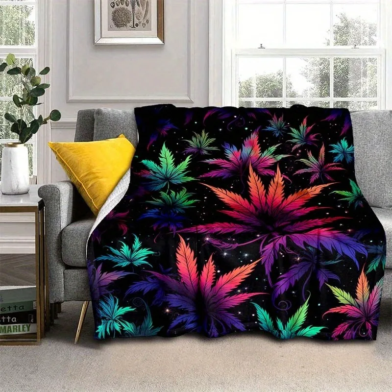 Colored Maple Leaf Thin Blanket For Home Lightweight Flannel Throw For Sofa Bed Fleece Blanket With Soft And Warm Flannel Fabric
