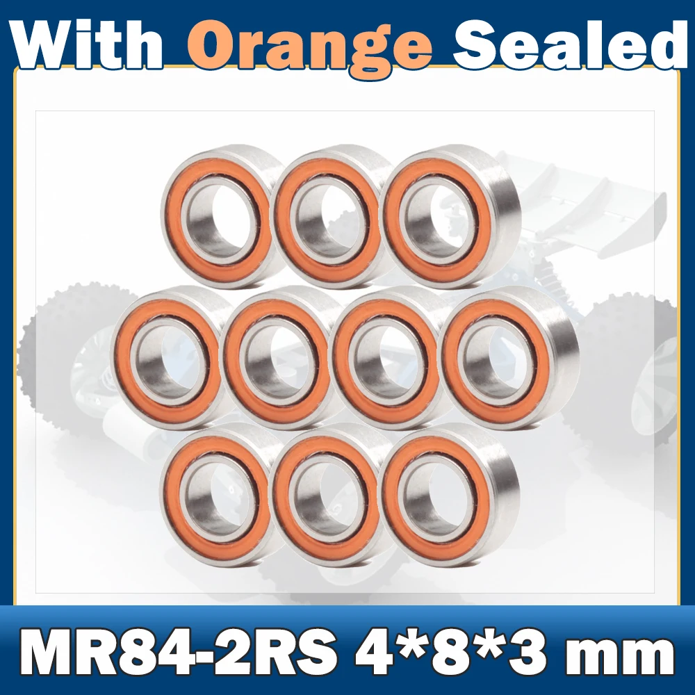 MR84RS Bearing ( 10 PCS ) 4*8*3 mm ABEC-7 Hobby Electric RC Car Truck MR84 RS 2RS Ball Bearings MR84-2RS Orange Sealed