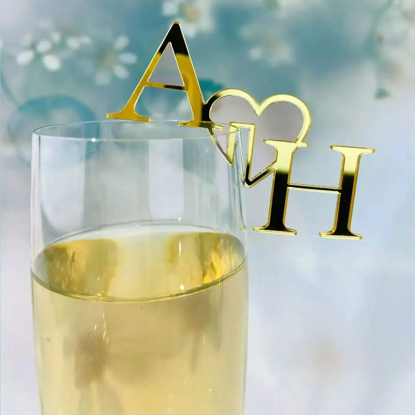 

Personalised Drink Stirrers Initials Heart Wedding Drink Tags Glass Markers Alternative Champagne Topper Wine Charm Drink Labe