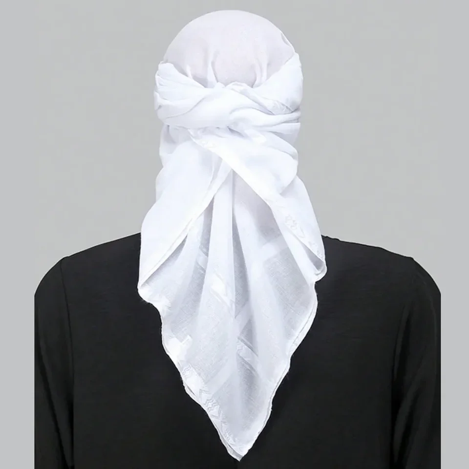 

Men's Arab Shemagh Scarf - Large Cotton Keffiyeh Wrap, Middle Eastern Style Headwear for Dubai Desert Fashion