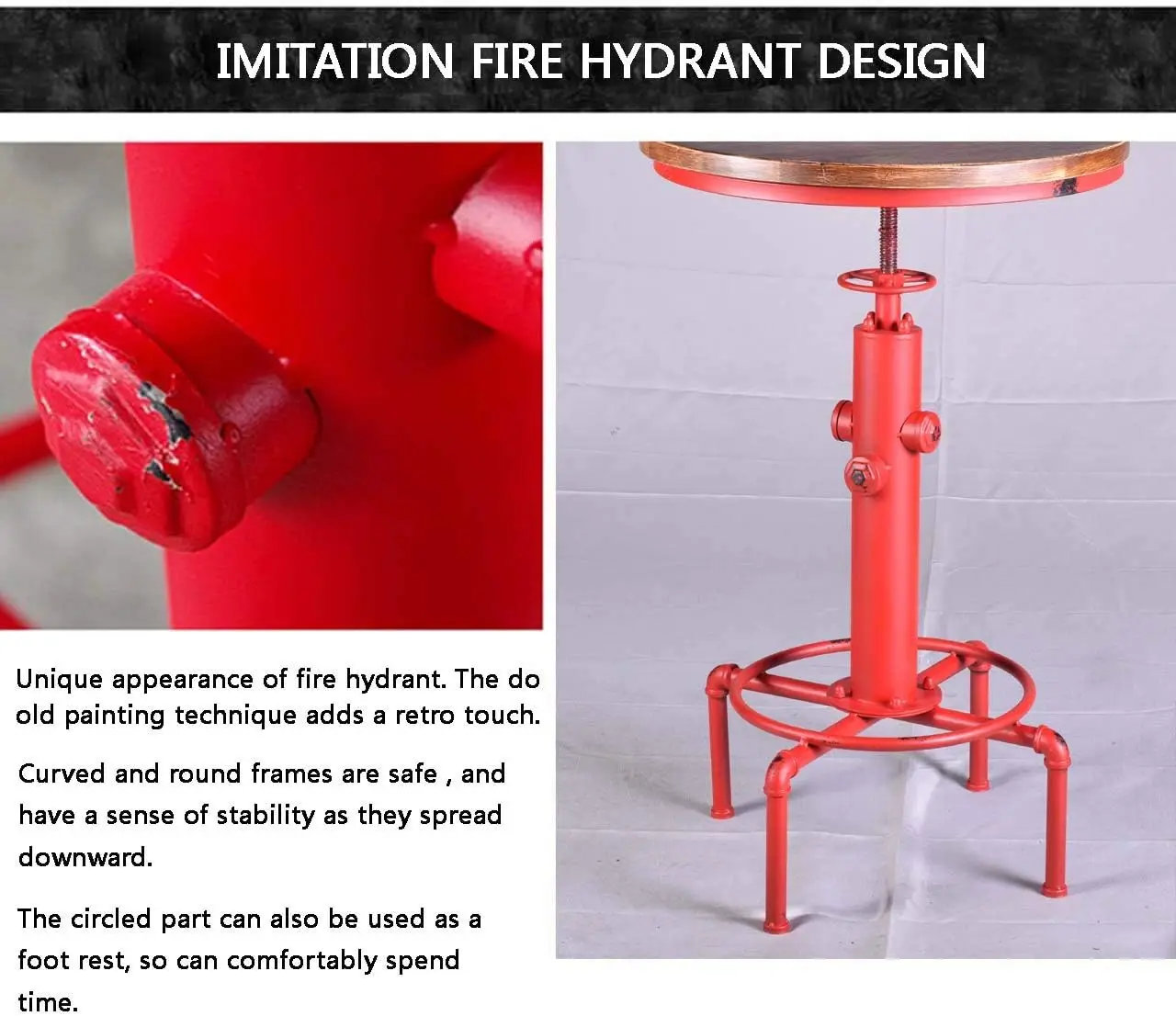 Bar Table 31.5-41.3" Adjustable Pub Table Kitchen Dining Coffee Bistro Table (Red)