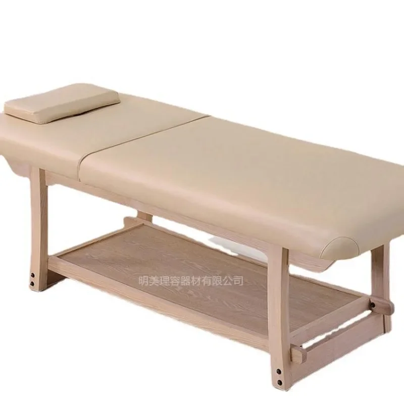 Solid wood beauty bed can look up beauty salon SPA body examination pattern embroidery cupping massage bed