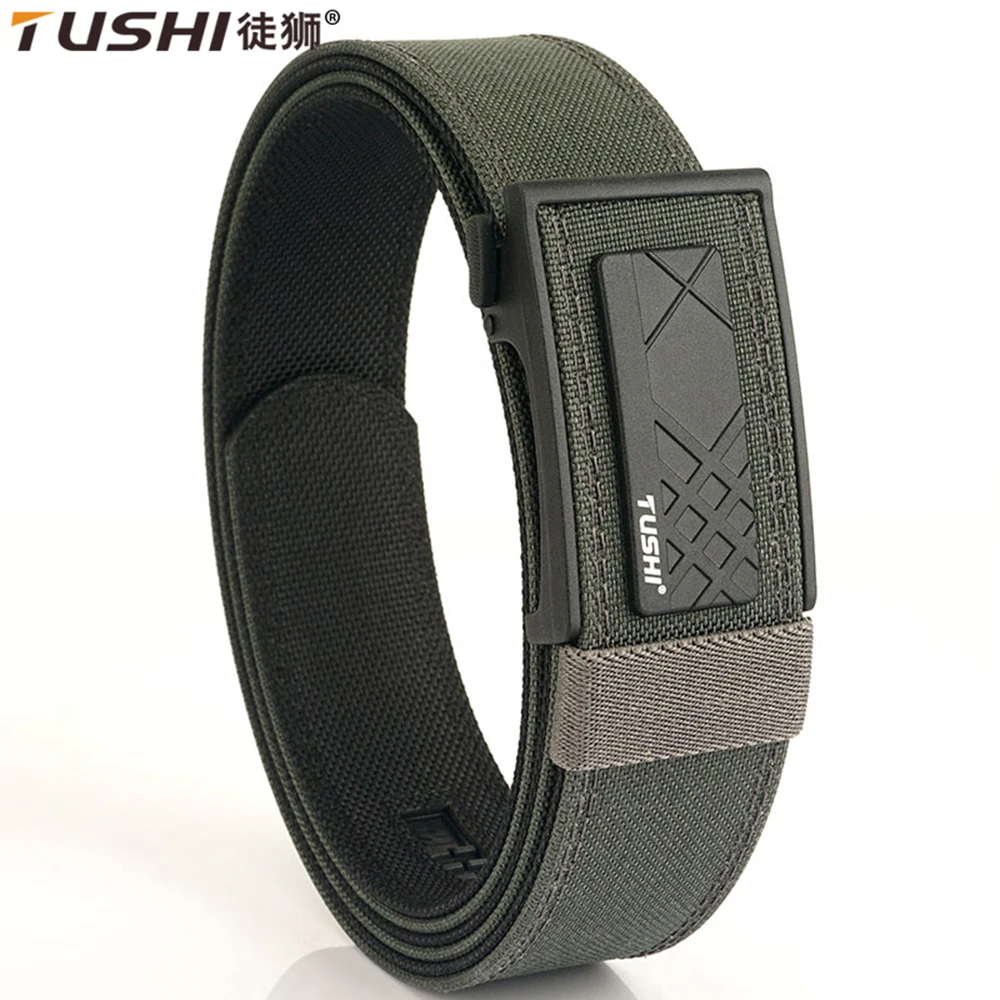 TUSHI New Fashion Hard Tactical Belt for Men Metal Automatic Buckle IPSC Gun Belt Nylon Military Belt EDC Outdoor Sports Girdle