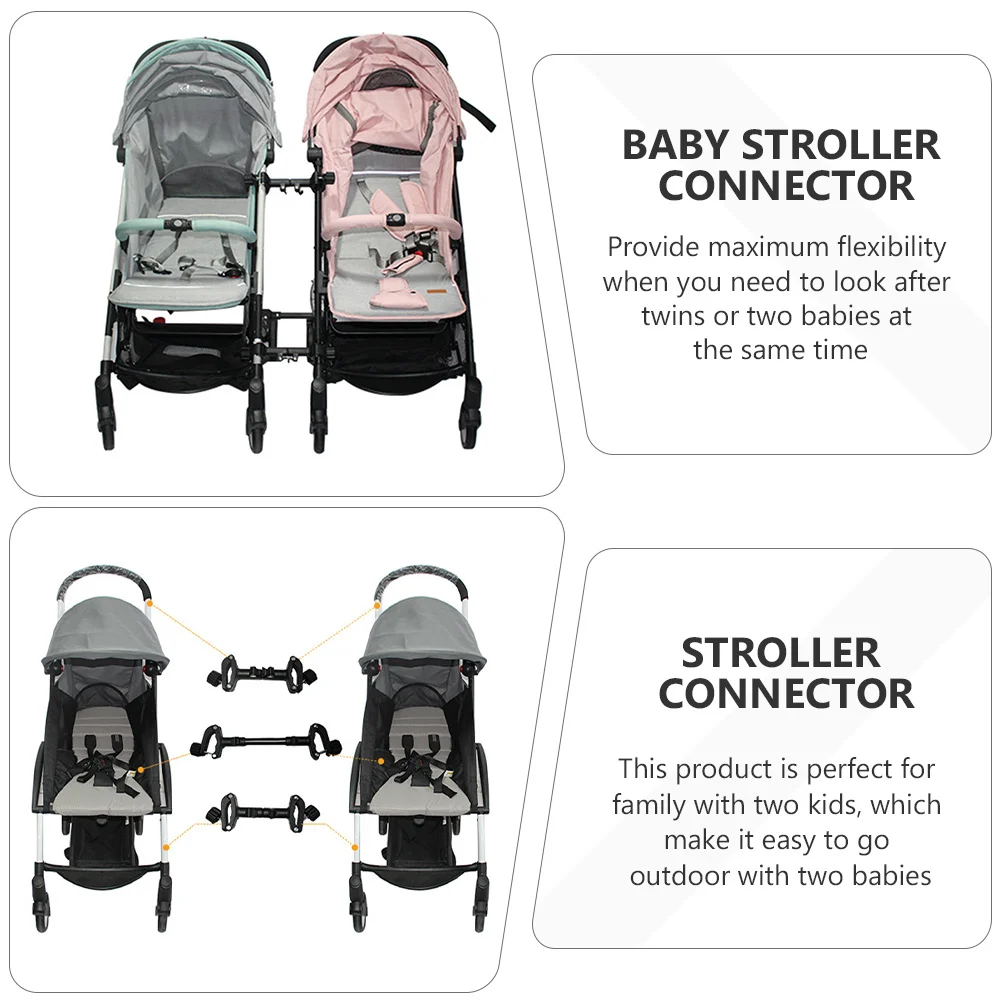 

3Pcs Toddler Stroller Connectors Universal Fit Dual Pram Connector Strong Lightweight Design for Twin Baby Stroller Setup