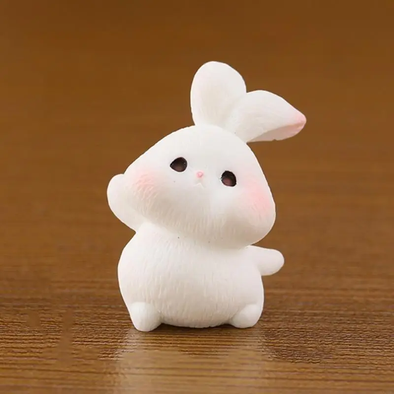 Easter Rabbit Figurine Miniatures Delightful Look, Suitable for Home or Office Display Fairy Garden Accessories X3UC