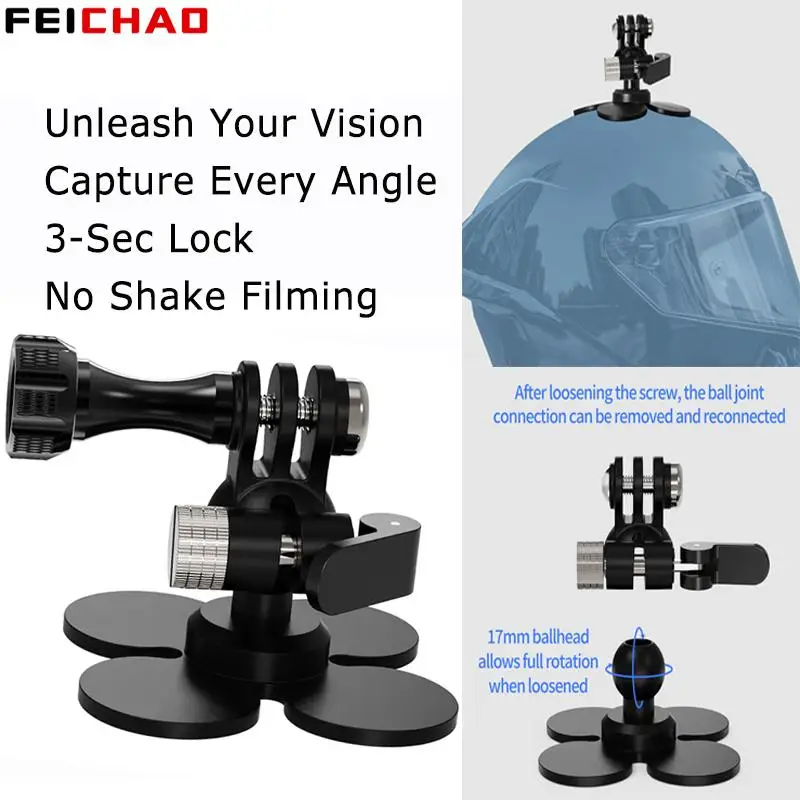 Motorrad-Windschutzscheiben-Kamerahalterung, flexibler Klebeaufkleber, 360-Grad-Drehung, Helmbasis für GoPro Hero 13 Insta360 X4 DJI Action