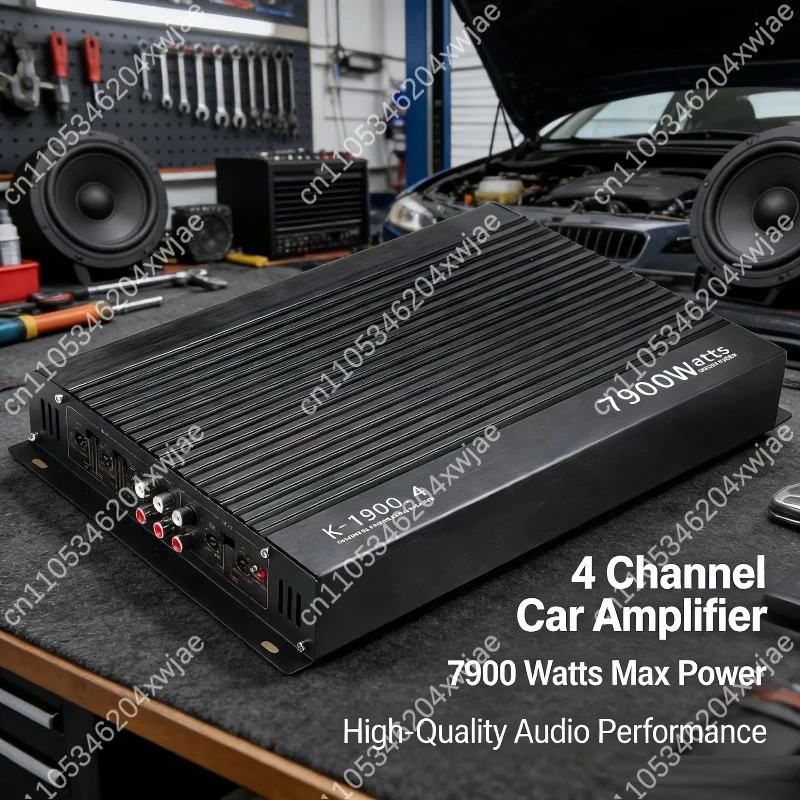 1900.4 4 Channel Car Amplifier 2000W Max Class AB Aluminum Alloy 12V High Power Stereo Amp for Auto Audio Upgrade