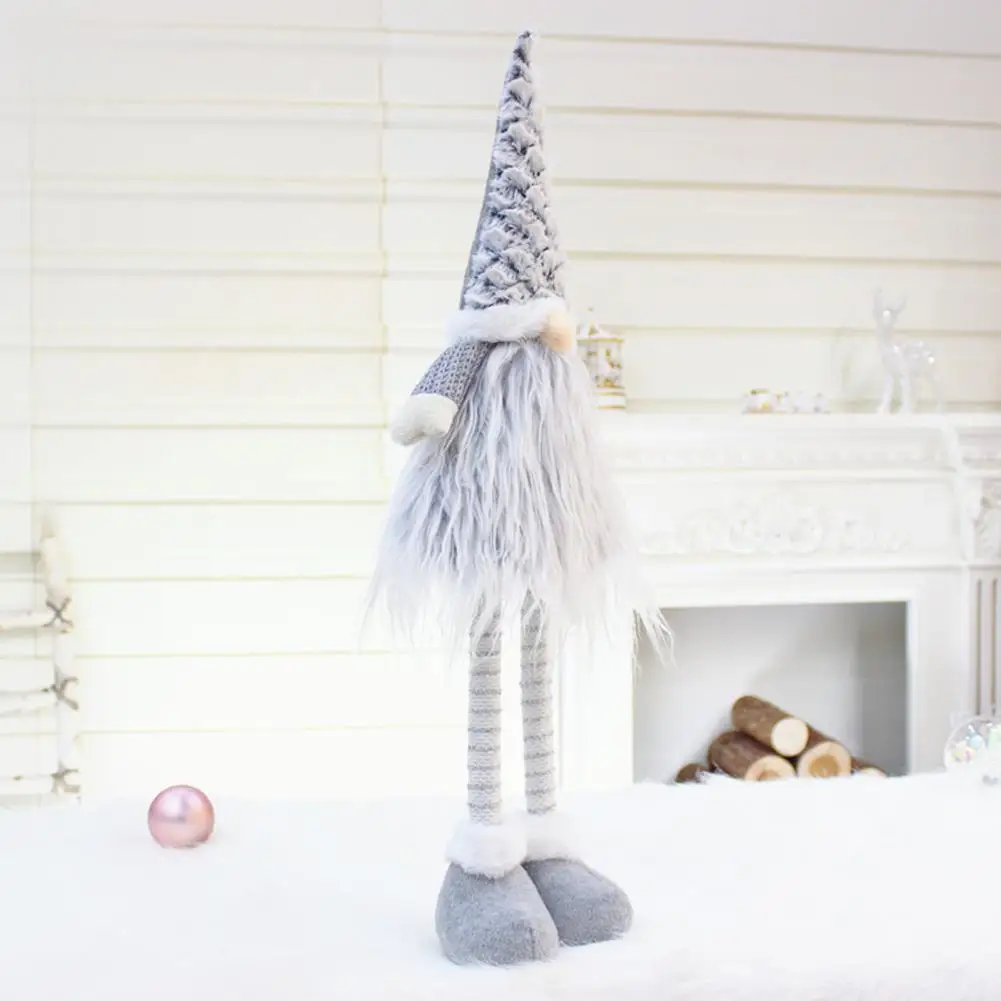 Whimsical Christmas Elf Toy Adorable Christmas Gnome Ornament Telescopic Legs Plush Dwarf for Home for Fireplace for Christmas